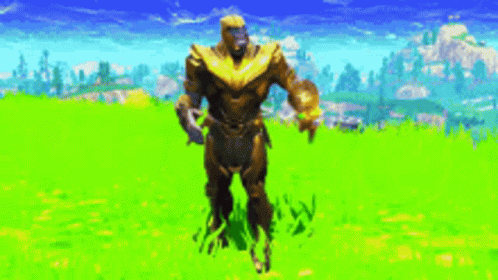A Video Game Character Is Dancing In The Grass . GIF