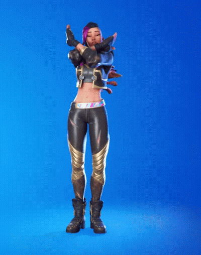 A Video Game Character Is Dancing With Her Arms Outstretched GIF