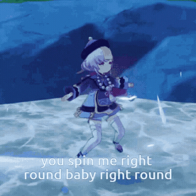 A Video Game Character Is Dancing With The Words You Spin Me Right Round Baby Right Round GIF