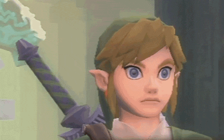 A Video Game Character Is Holding A Sword And Has A Serious Look On His Face GIF
