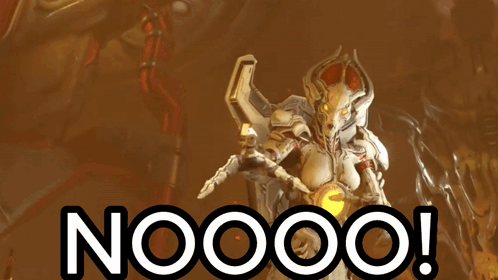 A Video Game Character Is Holding A Sword And The Word Nooo Is Above Him GIF