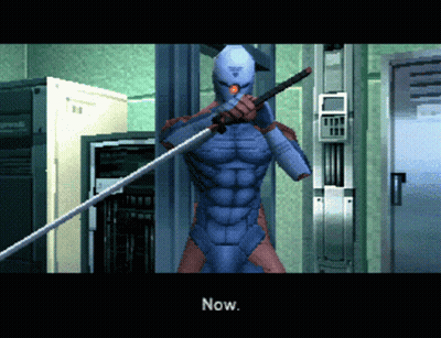 A Video Game Character Is Holding A Sword And The Word Now Is On The Screen GIF