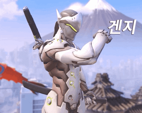 A Video Game Character Is Holding A Sword In Front Of A Mountain With Chinese Writing On It GIF