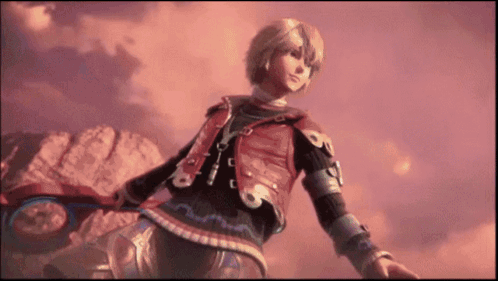 A Video Game Character Is Holding A Sword In His Hand GIF