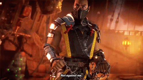 A Video Game Character Is Holding Chains And Says Not Against Me . GIF