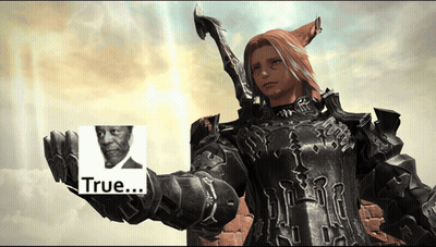 a video game character is holding up a picture of a man with the words true behind him
