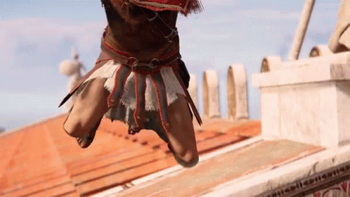 A Video Game Character Is Jumping In The Air While Wearing A Red And White Skirt GIF