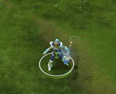 A Video Game Character Is Laying In The Grass With A Circle Around Her GIF