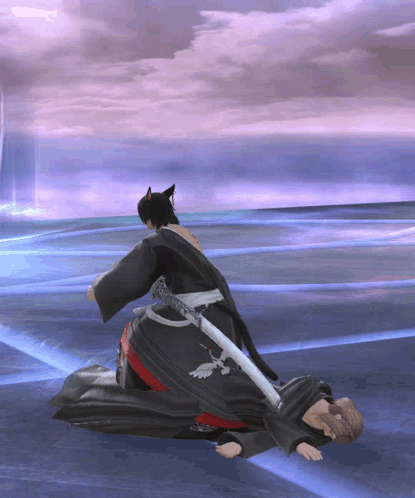 A Video Game Character Is Laying On The Ground GIF