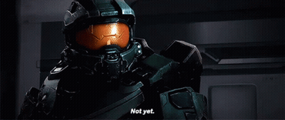 A Video Game Character Is Saying " Not Yet " In A Dark Room GIF