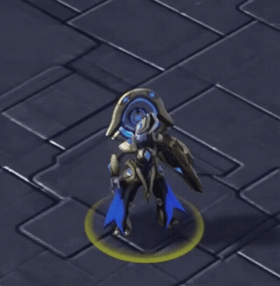 A Video Game Character Is Standing In A Yellow Circle On A Tiled Floor GIF