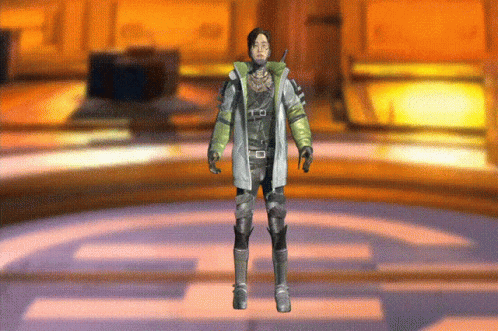 A Video Game Character Is Standing In Front Of A Circle With The Letter G On It GIF