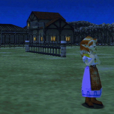 A Video Game Character Is Standing In Front Of A House With A Sign That Says ' A ' On It GIF