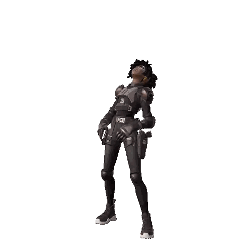 A Video Game Character Is Standing In Front Of A White Background With Water Drops Sticker