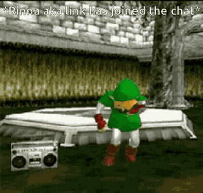 A Video Game Character Is Standing Next To A Boombox And A Coffin . GIF