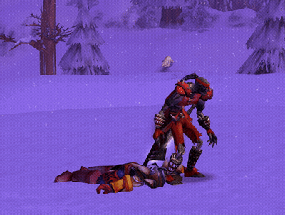 A Video Game Character Is Standing Next To Another Character Laying On The Ground GIF