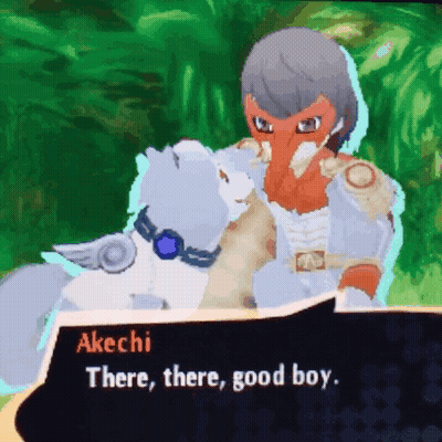A Video Game Character Is Talking To Another Character And Says " There , There , Good Boy " GIF
