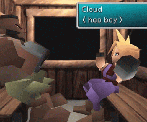 A Video Game Character Named Cloud Is Talking To Another Character Named Hoo Boy GIF