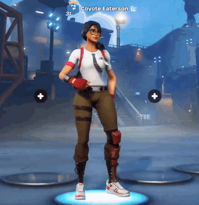 A Video Game Character Named Coyote Eaterson Is Standing In Front Of A Building GIF