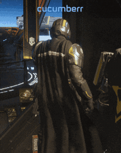 A Video Game Character Named Cucumberr Is Standing In Front Of A Building GIF