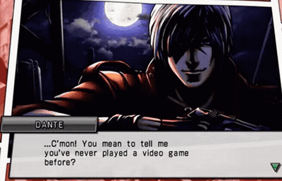 A Video Game Character Named Dante Is Talking About Playing A Video Game GIF
