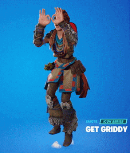 A Video Game Character Named Get Griddy Is Dancing On A Blue Background GIF