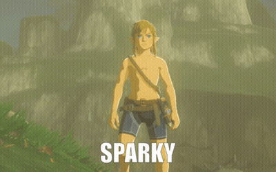 A Video Game Character Named Sparky Is Standing In The Grass GIF