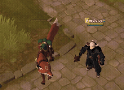 A Video Game Character Named Very Juicy Is Riding A Fox GIF