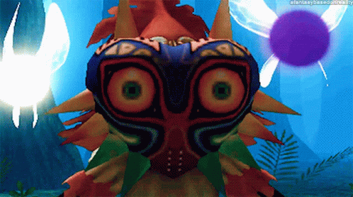 A Video Game Character 'S Face Is Surrounded By A Purple Ball And A White Fairy GIF