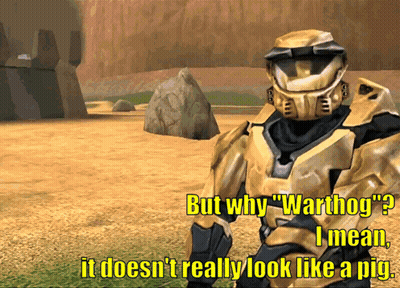 A Video Game Character Says But Why " Warthog " GIF