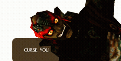 A Video Game Character Says Curse You In A Speech Box GIF