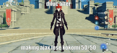 A Video Game Character Says Diluc After Making Ajax Lose Kokomi 55/50 GIF