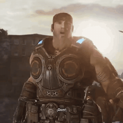 A Video Game Character Says " Dom " At The Bottom Of The Screen GIF