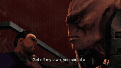 A Video Game Character Says Get Off My Lawn You Son Of A... GIF