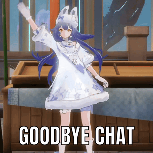 A Video Game Character Says Goodbye Chat In Front Of A Window GIF