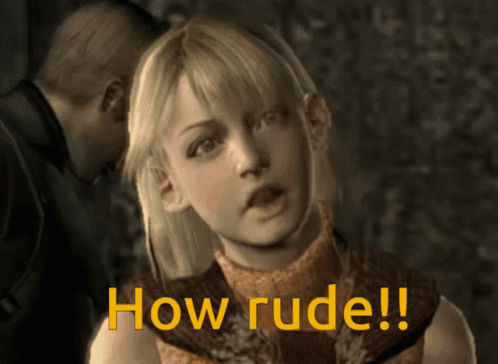 A Video Game Character Says How Rude In Yellow GIF