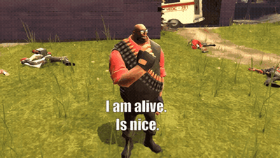 A Video Game Character Says I Am Alive Is Nice In Front Of An Ambulance GIF