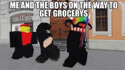 A Video Game Character Says Me And The Boys On The Way To Get Grocery GIF