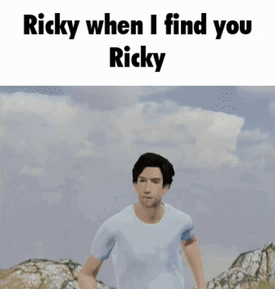 A Video Game Character Says Ricky When I Find You Ricky . GIF