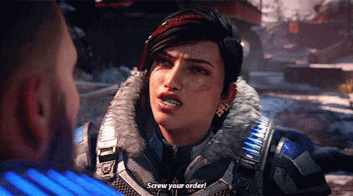 A Video Game Character Says " Screw Your Order " To A Man GIF