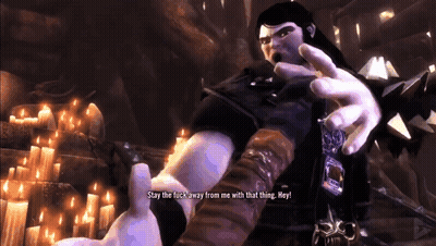 A Video Game Character Says Stay The Fuck Away From Me With That Thing GIF