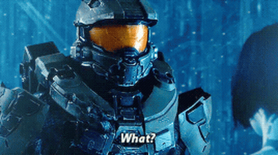 A Video Game Character Says " What " In Front Of Another Character GIF