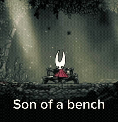 A Video Game Character Sits On A Bench With The Words Son Of A Bench Below Him GIF