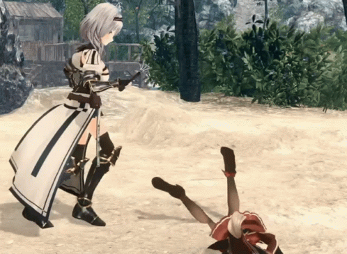 A Video Game Character Standing Next To Another Character GIF
