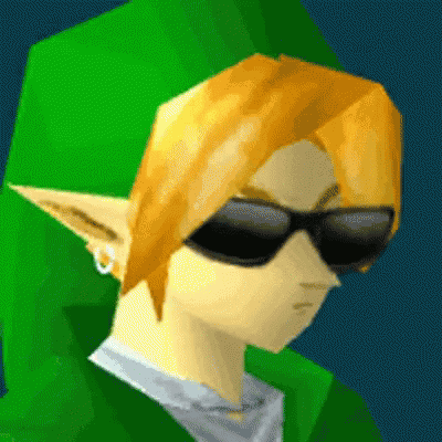 A Video Game Character Wearing Sunglasses And A Green Jacket GIF