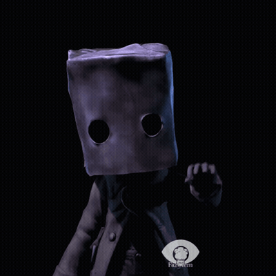 A Video Game Character With A Bag On His Head And A Faze Clan Logo In The Corner GIF
