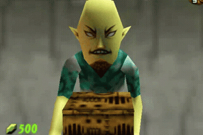 A Video Game Character With A Beard Is Standing Next To A Box With The Number 500 On It GIF