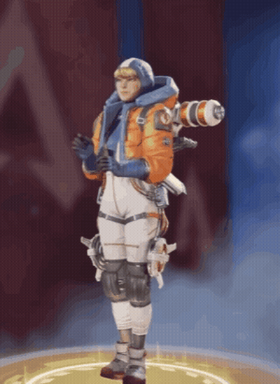 A Video Game Character With A Camera On His Back Is Standing In A Circle GIF