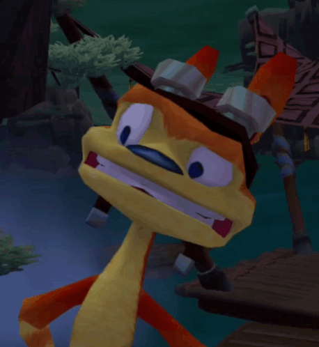 A Video Game Character With A Hat And Goggles GIF