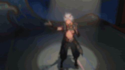 A Video Game Character With Horns And A Sword GIF